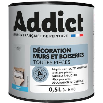 Peinture décoration Murs et Boiseries MAT 0,5 L cendre - ADDICT