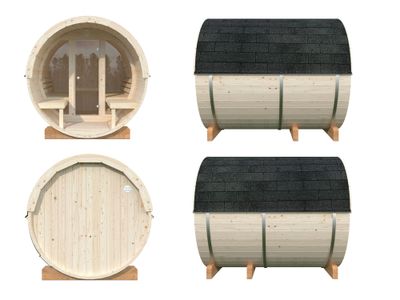 Sauna rond vitré Anita 1,3m2 + 0,7m2 épaisseur 42 mm PALMAKO