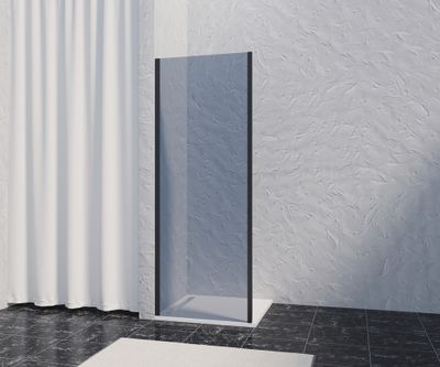 Paroi de douche latérale fixe 90x200 cm profilé noir verre fumé 8 mm Signature - OCEA