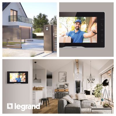 Visiophone écran 7 pouces noir effet miroir avec platine - Easykit Plus LEGRAND
