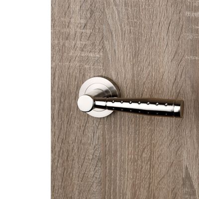 Poignées de porte sur rosaces rondes sans trou Casual aluminium nickelé mat ALPERTEC