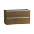 Caisson de salle de bains Thana 2 tiroirs L100 x H55 x P45 cm panneau de particules vieux chêne