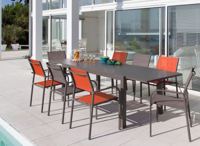 Fauteuil de jardin DUCA aluminium et textilène graphite gris - PROLOISIRS