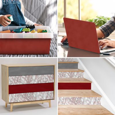 Adhésif décoratif suedine rouge 1 x 0,45 m VENILIA