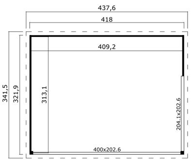 Abri de jardin en bois Domeo 4 12,80 m² LASITA MAJA Livraison à domicile incluse