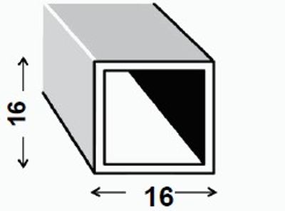 Tube carré aluminium brut 16 x 16 x 1,3 mm 1 m CQFD