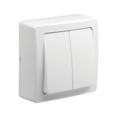 Double interrupteur va-et-vient en saillie Blok blanc - DEBFLEX