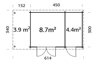 Abri de jardin en bois avec pergola 3,9m² Ella - 20,9 m² hors-tout - Livraison à domicile incluse - PALMAKO