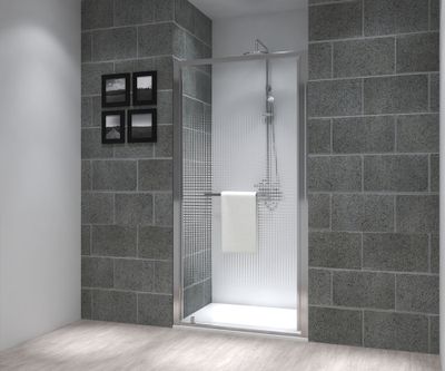 Porte de douche pivotante 100x195 cm profilé chrome verre sérigraphié 6 mm Serenity - OCEA