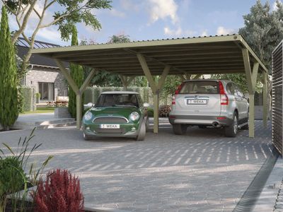 Carport double en Y avec toit en PVC 612, Livraison à domicile incluse - WEKA