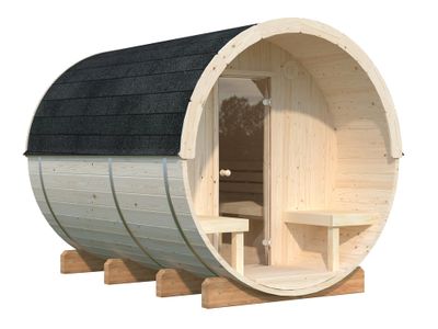 Sauna rond Anita 1,6m2 + 0,7m2 épaisseur 42 mm PALMAKO