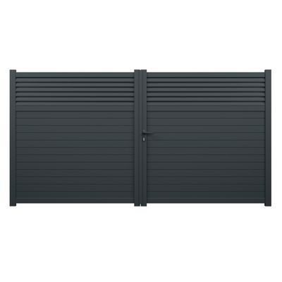 Portail battant aluminium JASMIN l.3,50 x H.1,834 m gris livraison directe à domicile GARDEN GATE