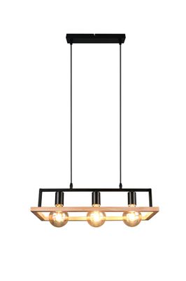 Suspension E27 Bano noir et bois 3x10W - TRIO