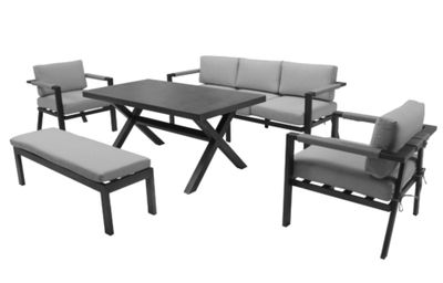 Salon de jardin CHANVRE 3 aluminium graphite 7 places