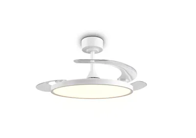 Ventilateur de plafond à pales rétractables LED + télécommande Blanc Ø106cm - Kasfjord REALITY