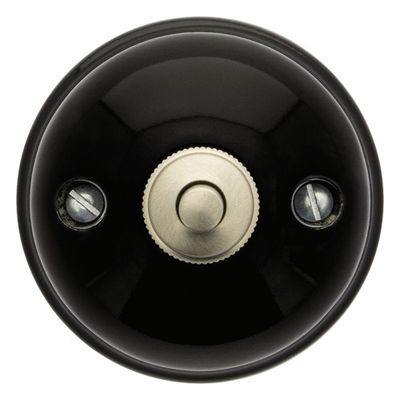 Bouton poussoir en saillie rétro porcelaine noire - Garby FONTINI