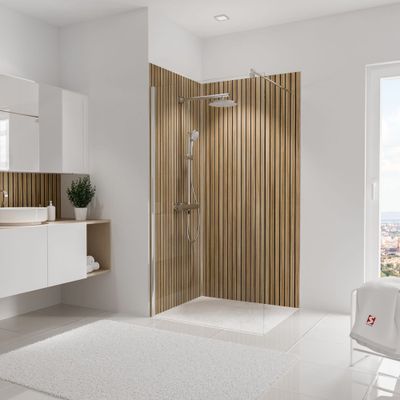 Panneaux muraux de douche 100+100x210 cm japandi vertical DécoDesign Décor - SCHULTE