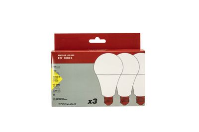 Lot de 3 ampoules LED standard E27 9W = 720 lumens blanc chaud - FOXLIGHT