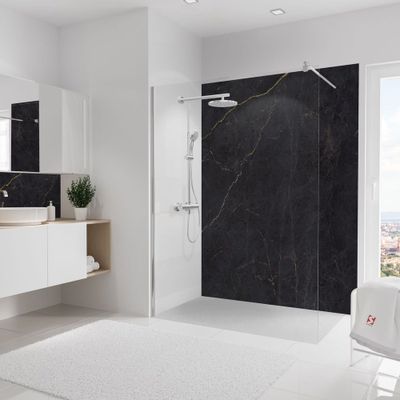Panneau mural de douche 150x210 cm marbre anthracite or DécoDesign Softtouch - SCHULTE