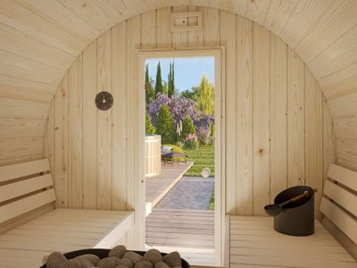 Sauna extérieur rond en bois Palmako Anita 4 places avec poêle - 8,6 m² - PALMAKO