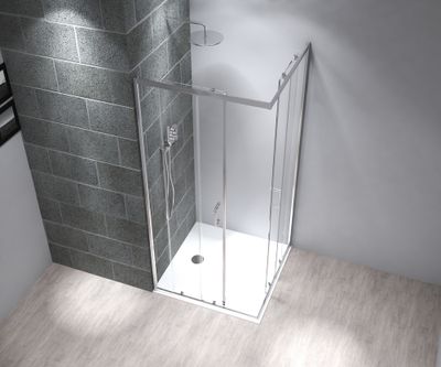 Accès d'angle 90x90x195 cm profilé chrome verre transparent 6 mm Serenity - OCEA