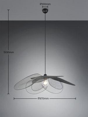 Suspension E27 Fleure noir 60W - CASALUM