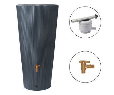 Kit Réservoir Linus 2en1 220LGris Graphite avec Collecteur Filtrant Eco Gris et robinet PE imitation laiton, en carton