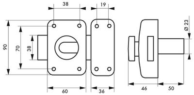 Verrou de porte d'entrée Apache à bouton et cylindre 50 mm doré 3 clés THIRARD
