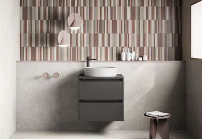 Caisson de salle de bains Thana 2 tiroirs 60 x 59 x 46 cm panneau de particules anthracite mat