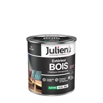 Peinture bois noir RAL 9005 satin 0,5 L - JULIEN