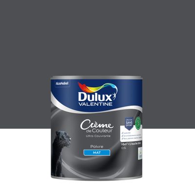 Peinture crème de couleur Poivre mat 0,5L - DULUX VALENTINE