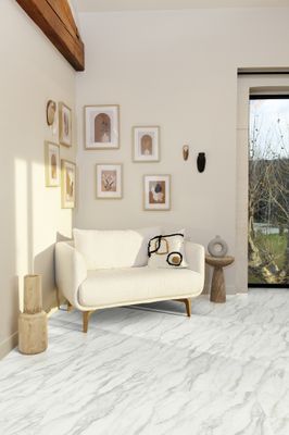 Dalle Pvc effet marbre blanc SENSO PREMIUM CLIC 2 ép 4,5 mm 49 x 98 cm compatible pièce humide paquet de 2,40 m² GERFLOR