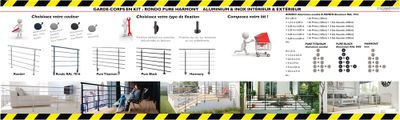 Garde-corps sol Pure Black en kit L.2m50 SOGEM