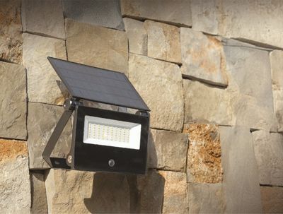 Projecteur extérieur LED solaire + détecteur de mouvements Circus noir IP44 2500 lumens blanc neutre - ARLUX