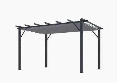 Pergola autoportante manuelle aluminium gris 12 m², Livraison à domicile incluse - HABRITA