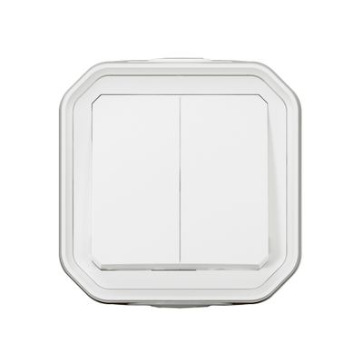 Double interrupteur va-et-vient ou poussoir étanche IP55 en saillie Blanc - Plexo LEGRAND