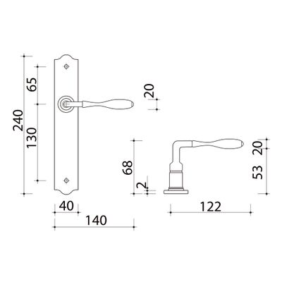 Poignées de porte Celine fer patiné sans trou ALPERTEC