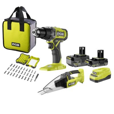 Ensemble perceuse à percussion sans fil 18 V ONE+ RPD18-2C42VSA31 + aspirateur à main + coffret 31 accessoires - RYOBI