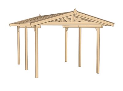 Carport toit à double pente 611, Livraison à domicile incluse - WEKA