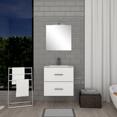 Meuble de salle de bains Volta 2 tiroirs L60 x H50 x P46 cm MDF blanc