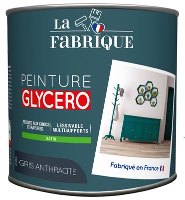 Peinture glycero Gris Anthracite satin 0,5 L - LA FABRIQUE