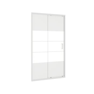 Porte de douche coulissante 100x185 cm profilé blanc verre sérigraphié 4 mm Primera - OCEA