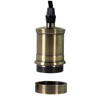 Monture métal E27 pour suspension avec fil tissu bronze / noir - TIBELEC