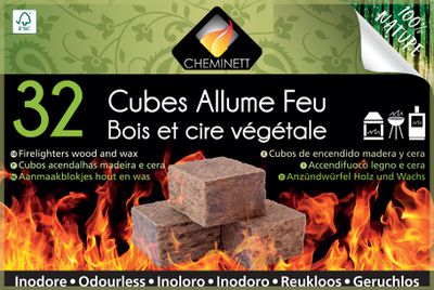 Allume-feu en cubes par 32 - CHEMINETT