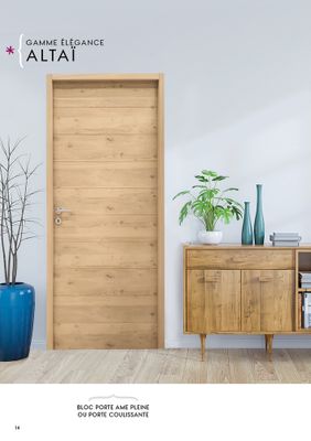 Bloc-porte H.204 X l.93 cm décor plaqué chêne ALTAÏ âme pleine poussant gauche - SMIS