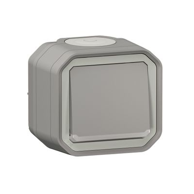 Interrupteur va-et-vient étanche IP55 avec témoin lumineux en saillie Gris - Plexo LEGRAND