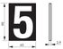 Plaque chiffre 5 adhésive 65 x 90 mm fond bleu THIRARD