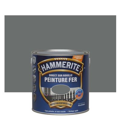 Peinture fer extérieur direct sur rouille finition martelé gris ardoise 2,5 L - HAMMERITE