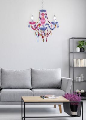 Lustre E14 Lüster chrome et cristal multicolore 3X40W - REALITY