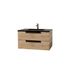 Meuble de salle de bains Loft 2 tiroirs L60 x H50 x P45 cm MDF chêne naturel + vasque céramique noire - AURLANE
